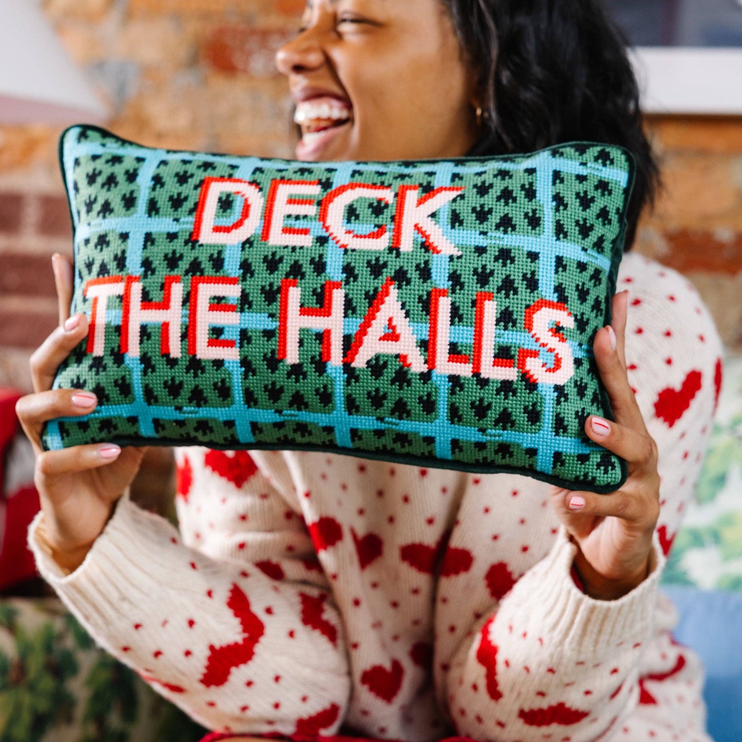 Deck the Halls Needlepoint Pillow