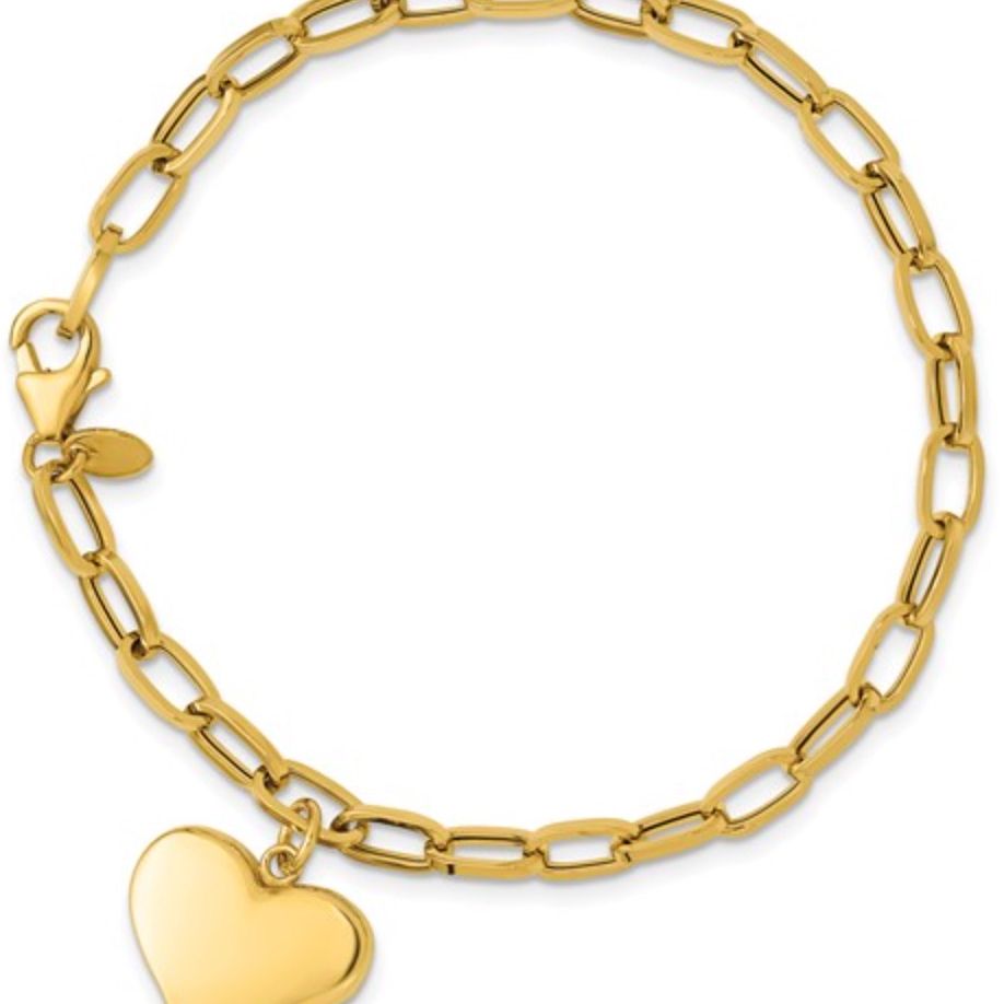 Heart Charm Bracelet-14k Yellow Gold