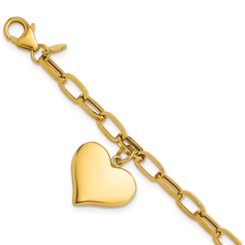 Heart Charm Bracelet-14k Yellow Gold