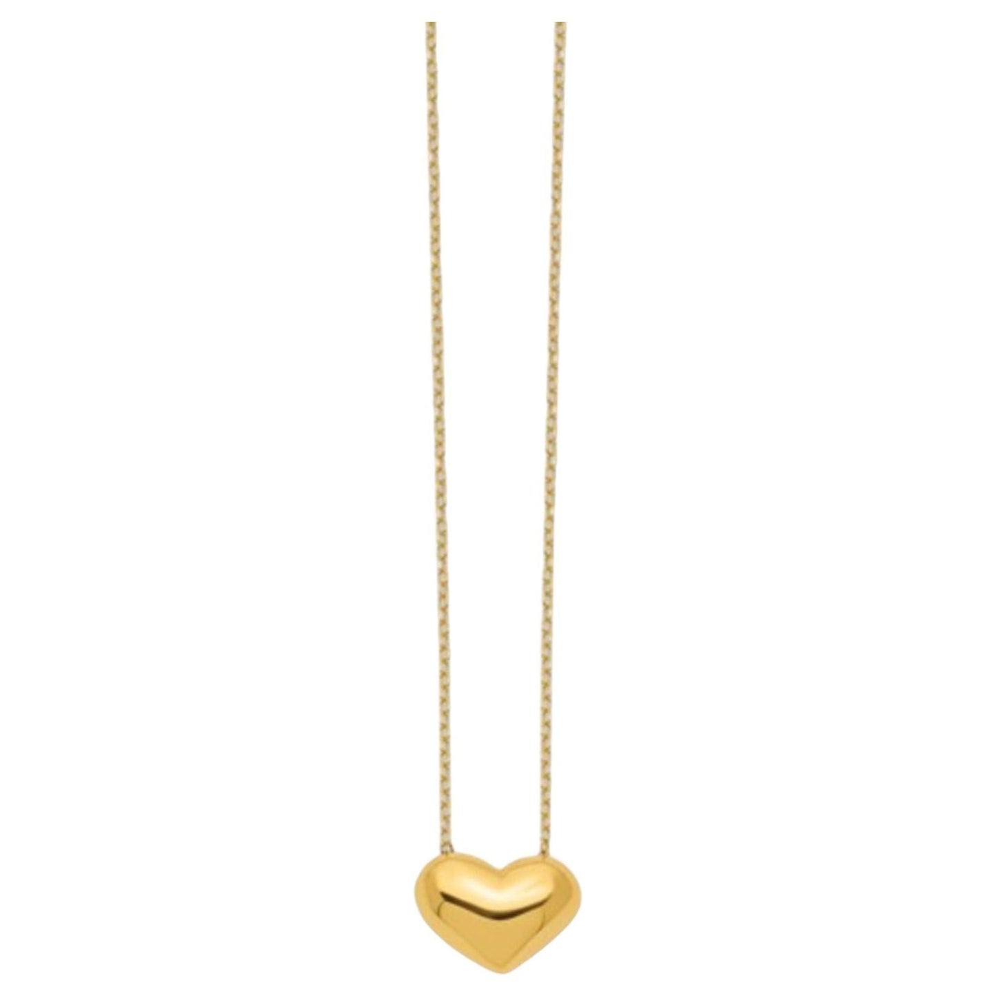 14K Polished Puffed Heart Necklace with 18" 14K Gold Chain
