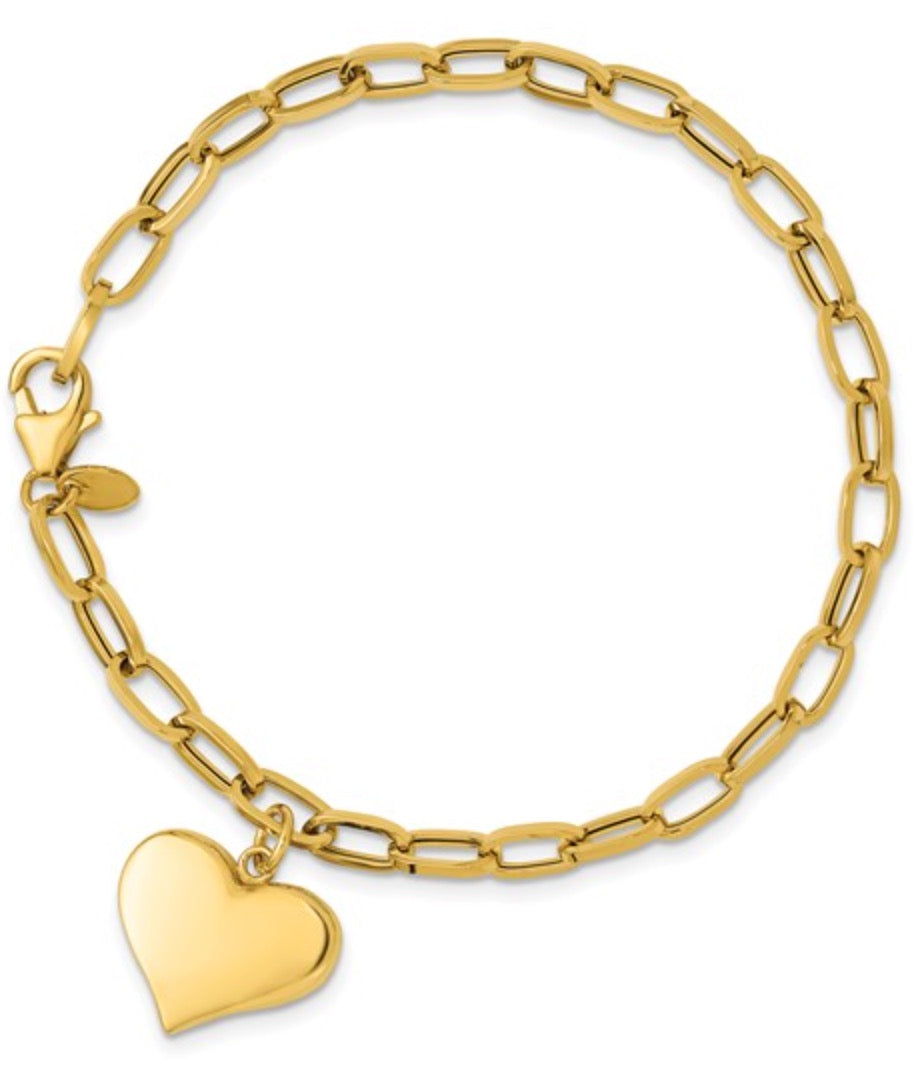 Heart Charm Bracelet-14k Yellow Gold