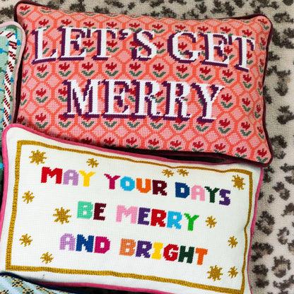 Let's Get Merry Needlepoint Pillow