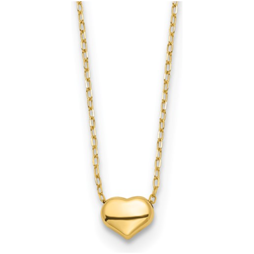 14k Polished Heart 16.5in Necklace