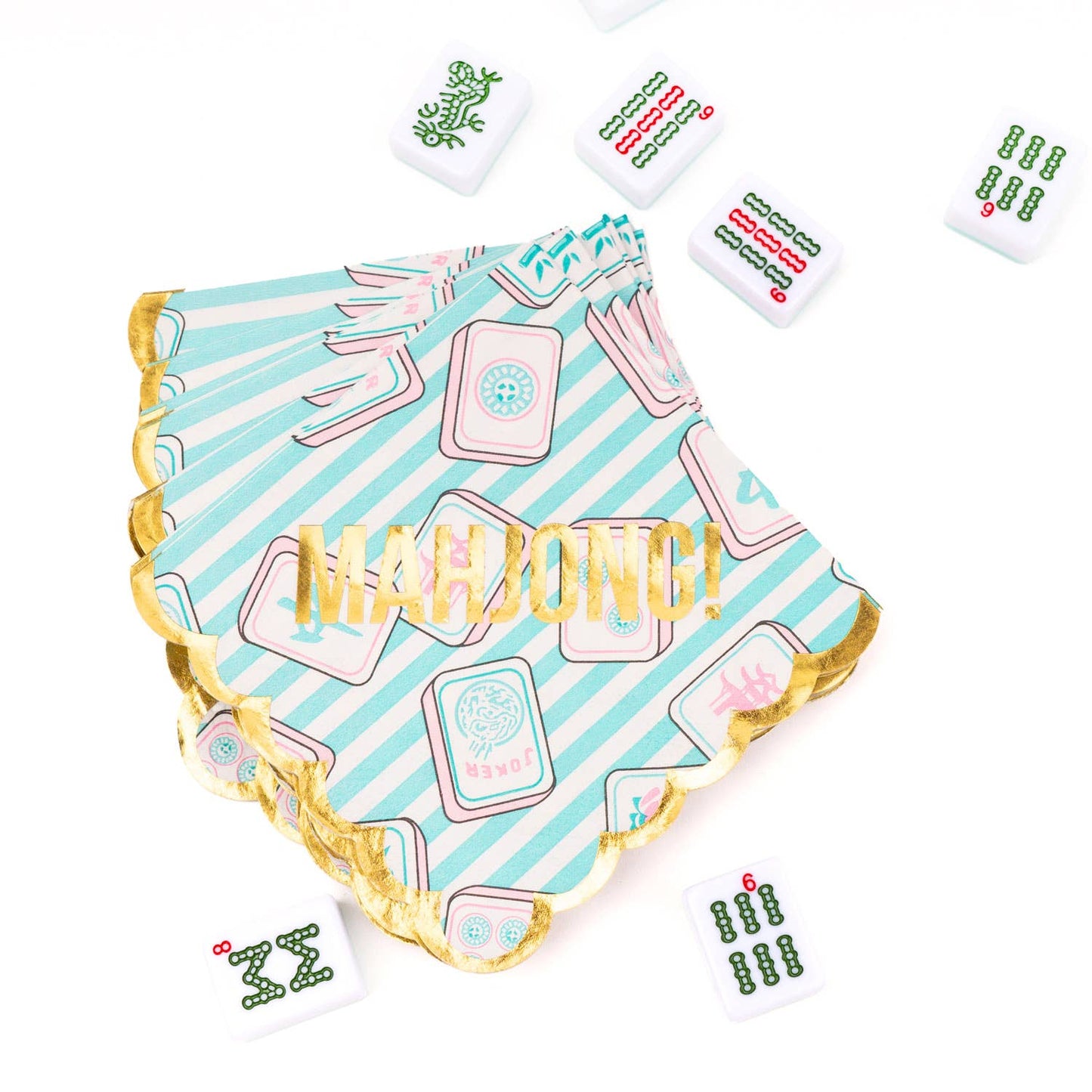 Mahjong Stripe Paper Beverage Napkins