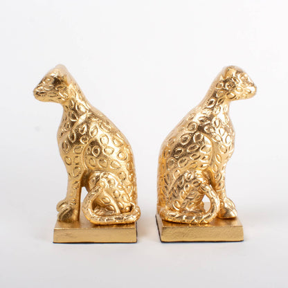 Gold Leopard Bookend Set — Sculptural Glamour for Your Shelf