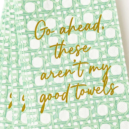 Green Cane Print Guest Towel Napkins