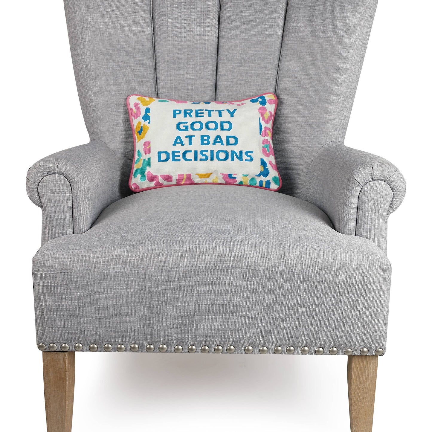 Pretty Good At Bad Decisions Embroidered Pillow
