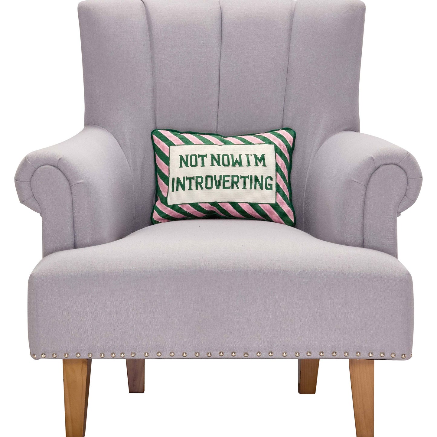 Not Now I'm Introverting Embroidered Pillow