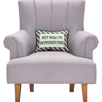 Not Now I'm Introverting Embroidered Pillow