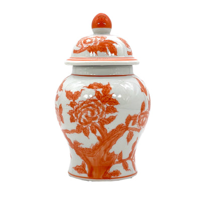Chinoiserie Floral Ginger Jar — 8” Decorative Accent