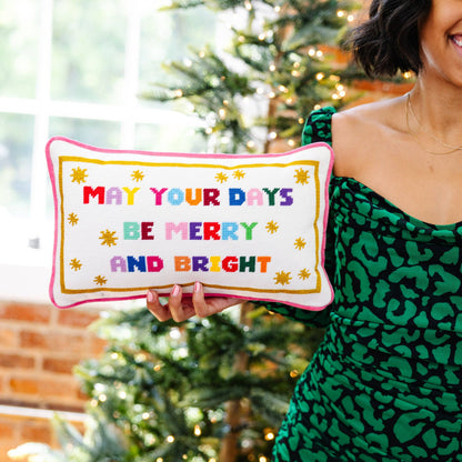Merry & Bright Needlepoint Pillow