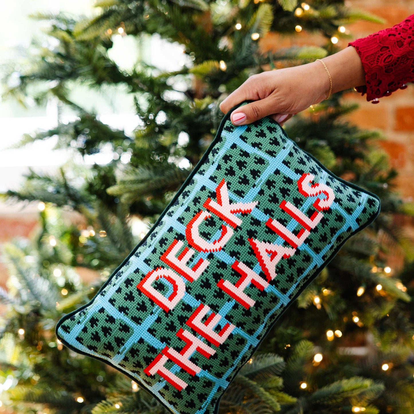 Deck the Halls Needlepoint Pillow