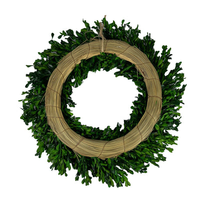 Naturally Preserved Green Boxwood Wreath 21" + Hanging Loop