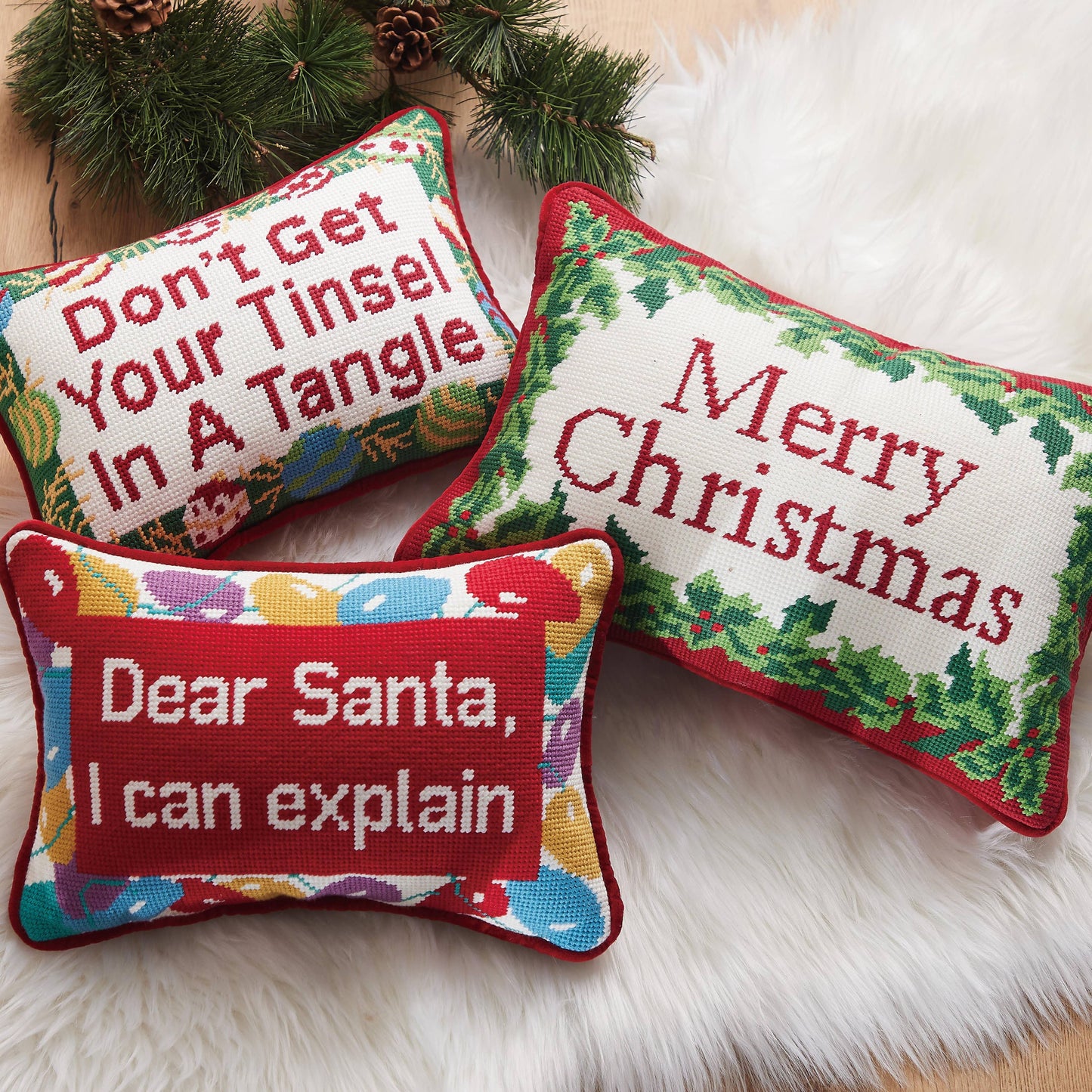 Tinsel Tangle Embroidered Pillow