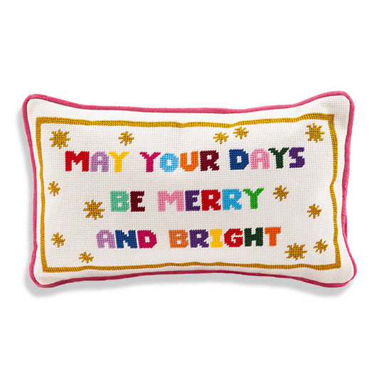 Merry & Bright Needlepoint Pillow
