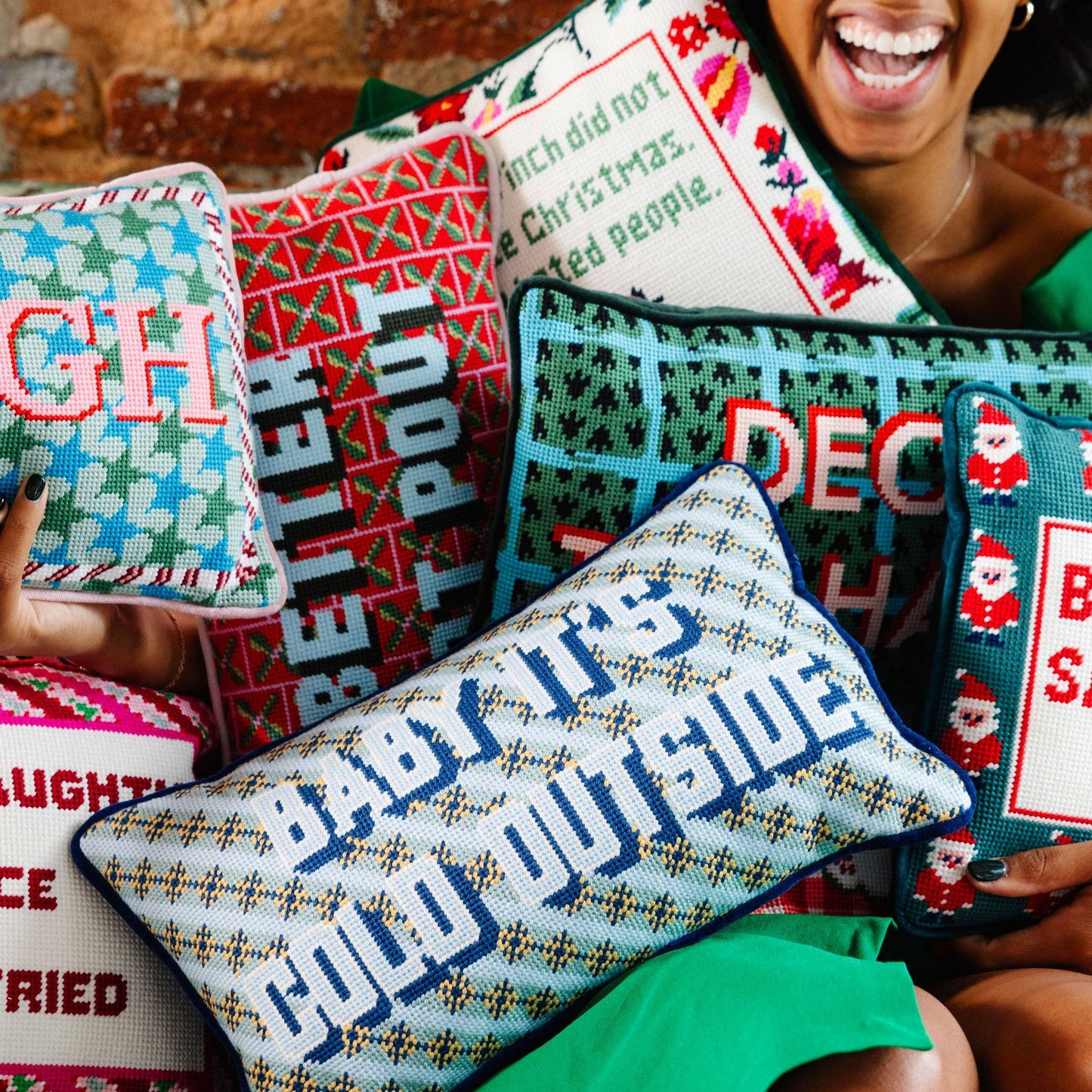 Baby It's Cold Outside Needlepoint Pillow