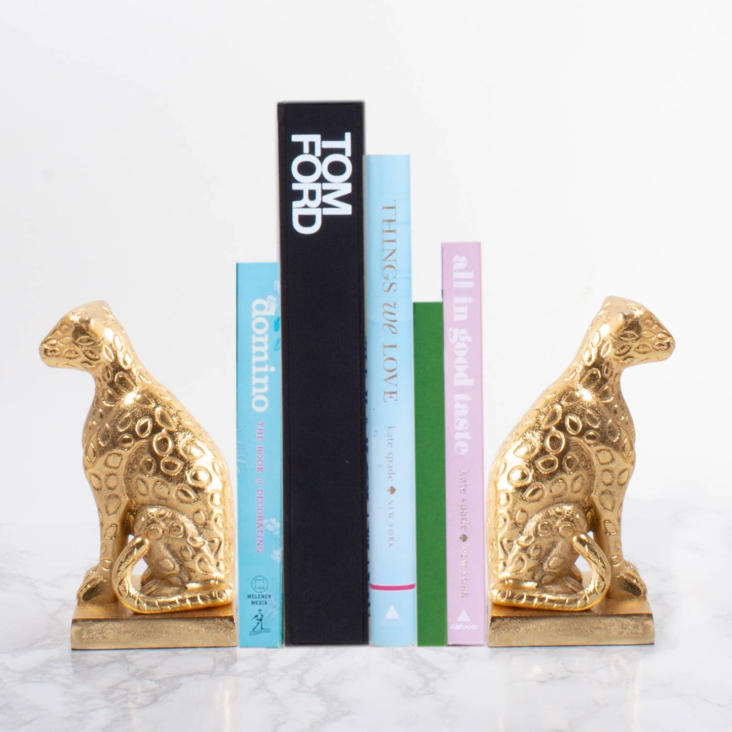 Gold Leopard Bookend Set — Sculptural Glamour for Your Shelf