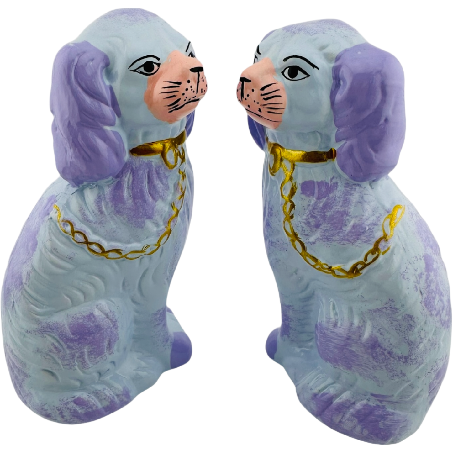 Petite Lilac Staffordshire Dogs, Pair