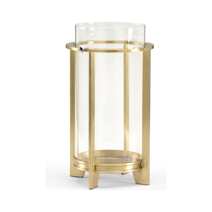 Hand-Antiqued Brass Hurricane with Crystal Shade