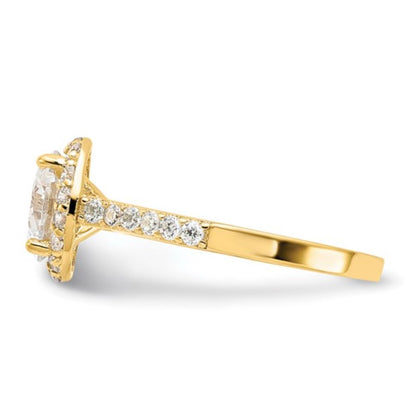 Sterling Silver Gold-Plated CZ Round Halo Ring