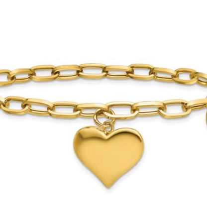 Heart Charm Bracelet-14k Yellow Gold