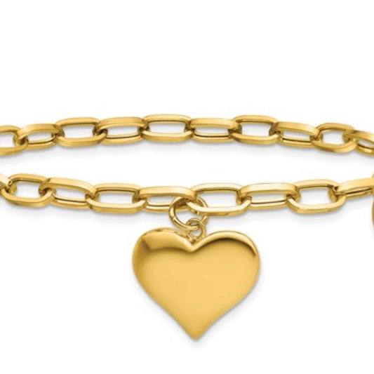 Heart Charm Bracelet-14k Yellow Gold