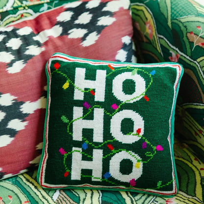 “Ho Ho Ho” Needlepoint Pillow"