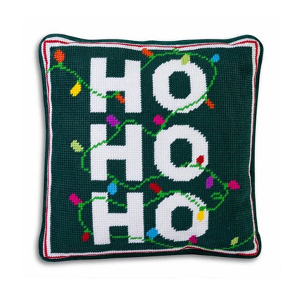 “Ho Ho Ho” Needlepoint Pillow"
