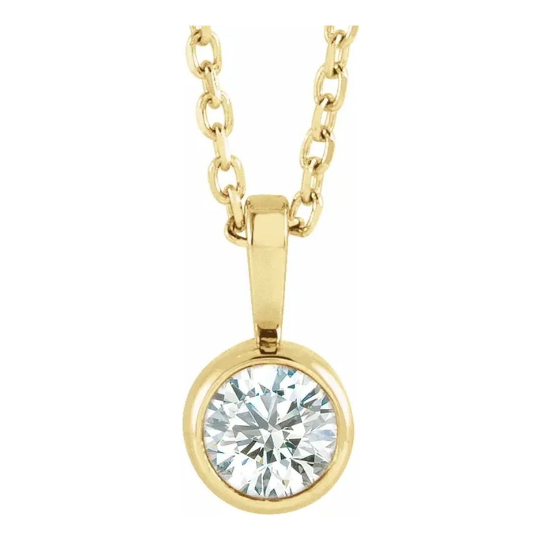 14K Gold 4mm 1/4 CT Lab-Grown Diamond Bezel-Set Solitaire Necklace (16-18”)