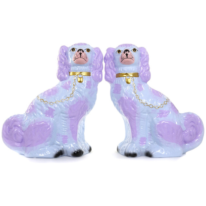 Lilac Preppy Large Staffordshire Spaniels, Pair