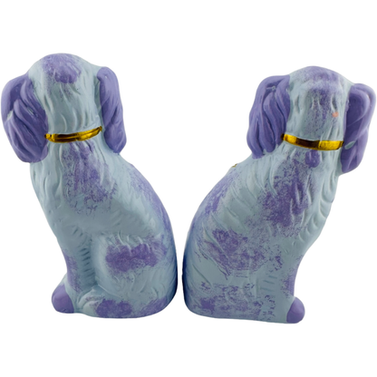 Petite Lilac Staffordshire Dogs, Pair