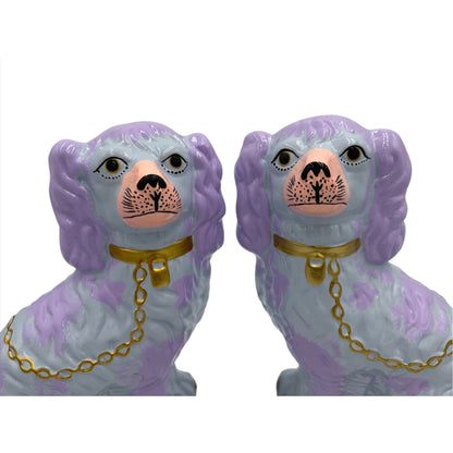 Lilac Preppy Large Staffordshire Spaniels, Pair