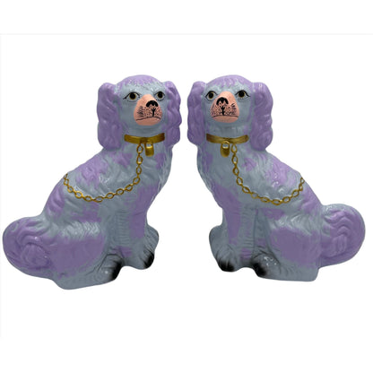 Lilac Preppy Large Staffordshire Spaniels, Pair