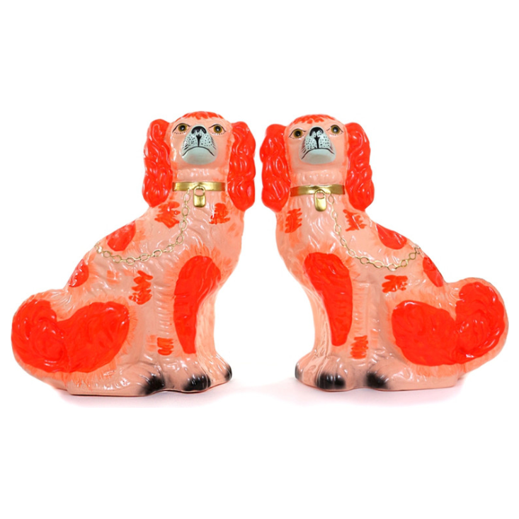 Peachy Preppy Large Staffordshire Dogs, Pair