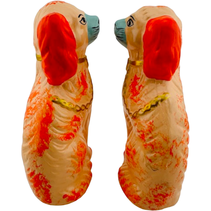 Petite Peach Staffordshire Dogs, Pair