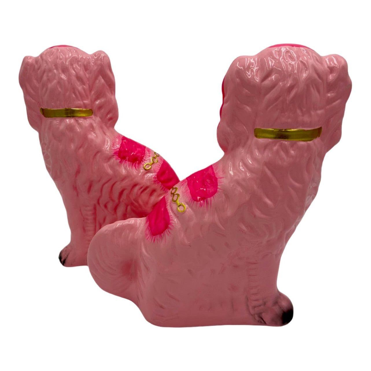 Neon Pink Preppy Large Staffordshire Spaniels, Pair