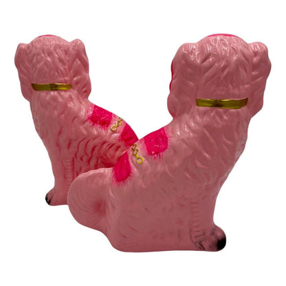 Neon Pink Preppy Large Staffordshire Spaniels, Pair