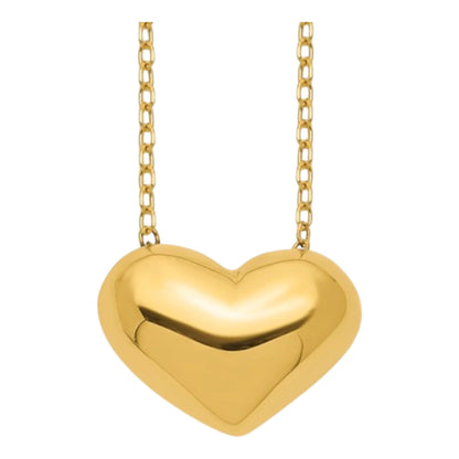 14K Polished Puffed Heart Necklace with 18" 14K Gold Chain