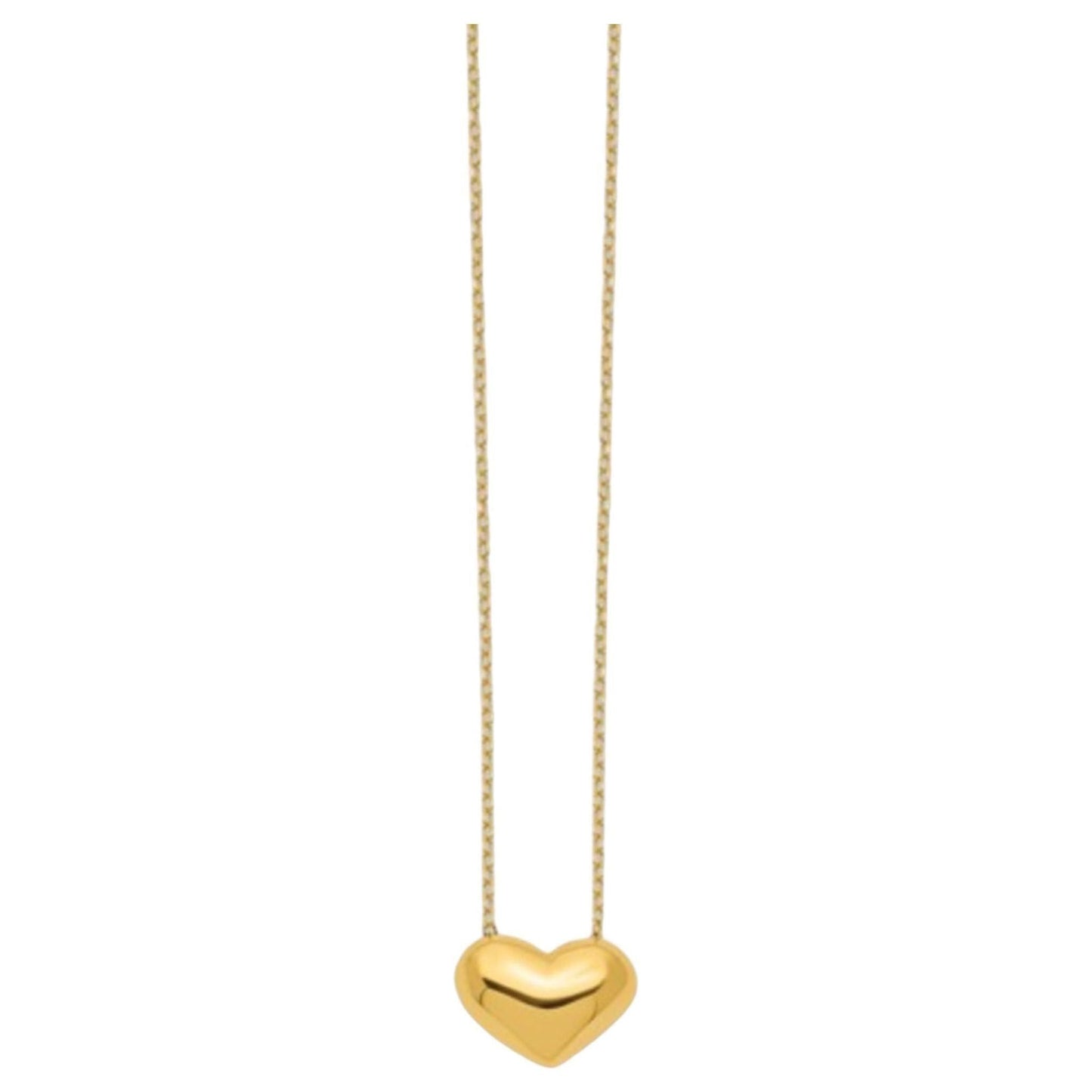 14K Polished Puffed Heart Necklace with 18" 14K Gold Chain