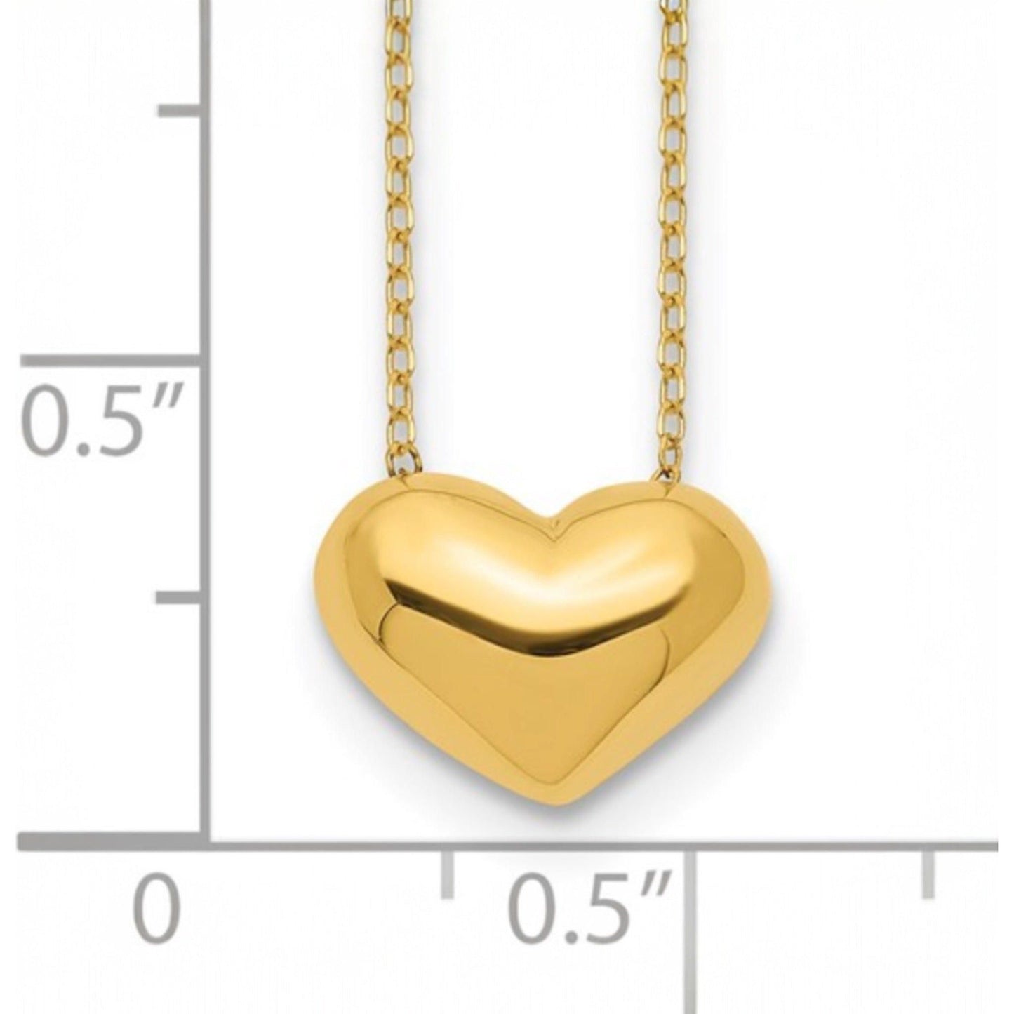 14K Polished Puffed Heart Necklace with 18" 14K Gold Chain