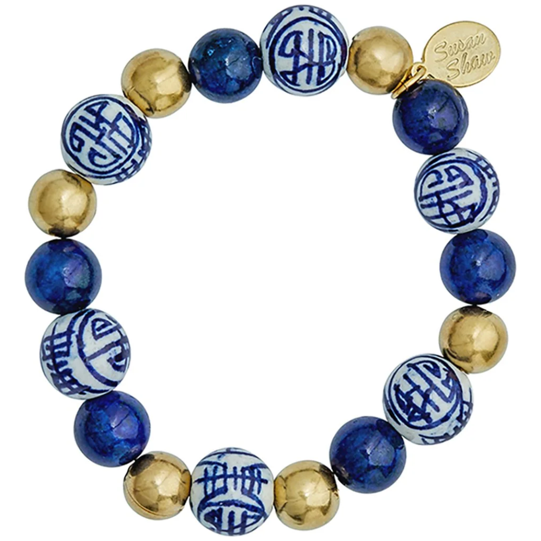 Blue & White Lapis Gold Bracelet