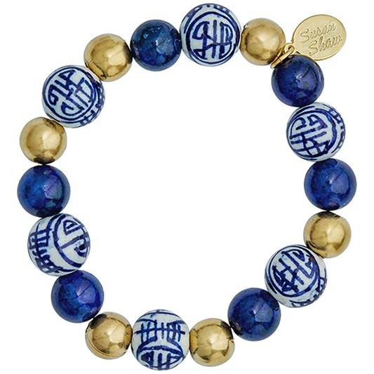 Blue & White Lapis Gold Bracelet