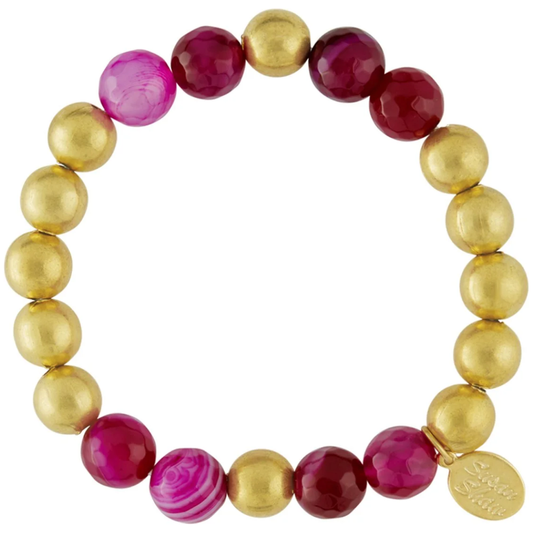 Mini Margaret Agate Bracelet in Fuchsia Agate