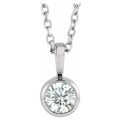 14K Gold 4mm 1/4 CT Lab-Grown Diamond Bezel-Set Solitaire Necklace (16-18”)