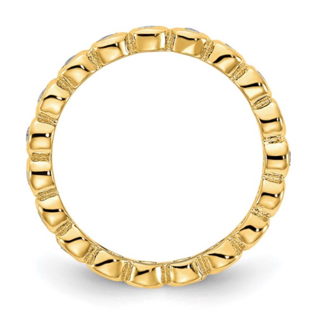 Sterling Silver Gold-Plated Stackable CZ Eternity Ring Set (5-Piece)