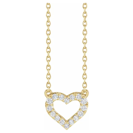 14K Yellow or White Gold 10x9mm Lab-Grown Diamond Heart Pendant Necklace (16-18”)