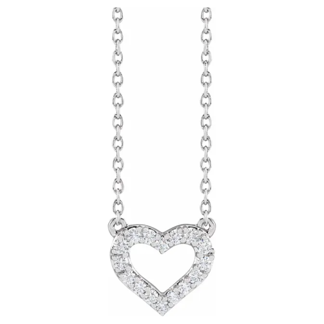 14K Yellow or White Gold 10x9mm Lab-Grown Diamond Heart Pendant Necklace (16-18”)