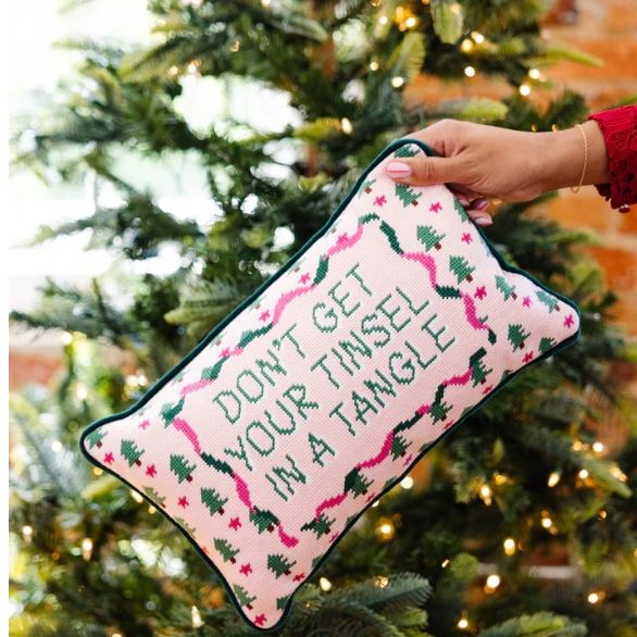 Tinsel in a Tangel Needlepoint Pillow