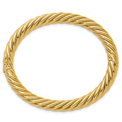 Twisted Hinged bangle-14K Yellow Gold Polished
