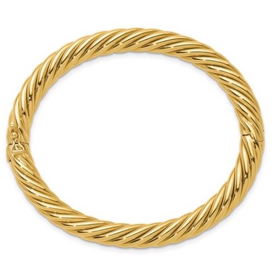 Twisted Hinged bangle-14K Yellow Gold Polished